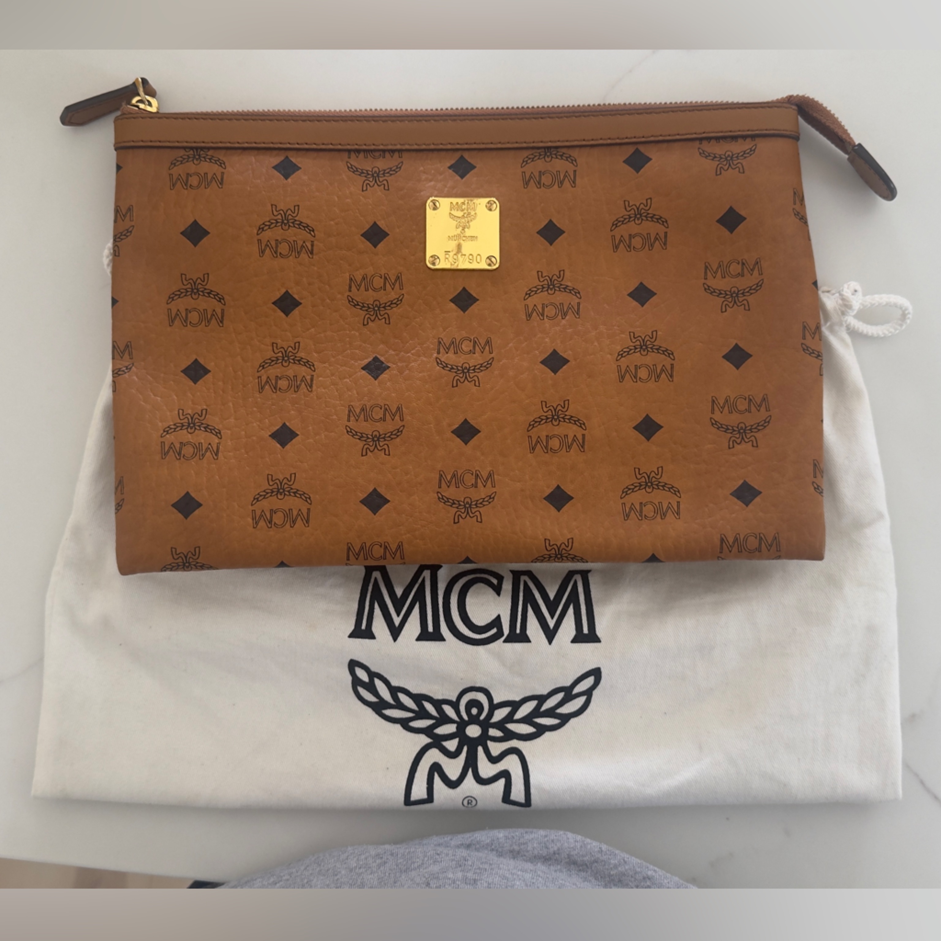 Mcm Cognac Visetos Monogram Clutch Bag
